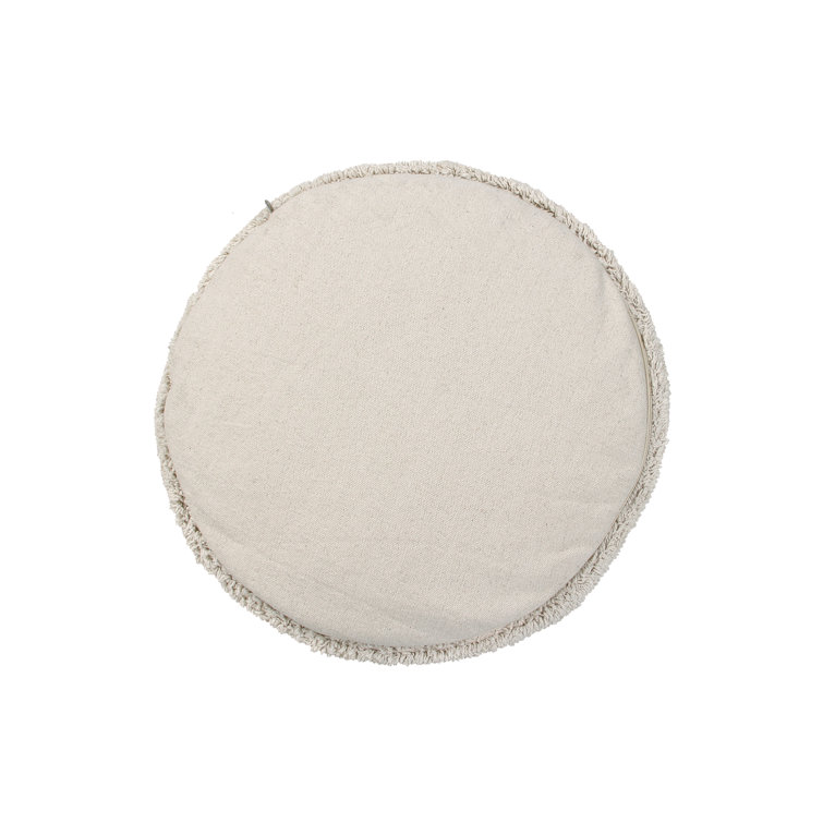 Natural Round Braided Pouf with Removable Washable Cover