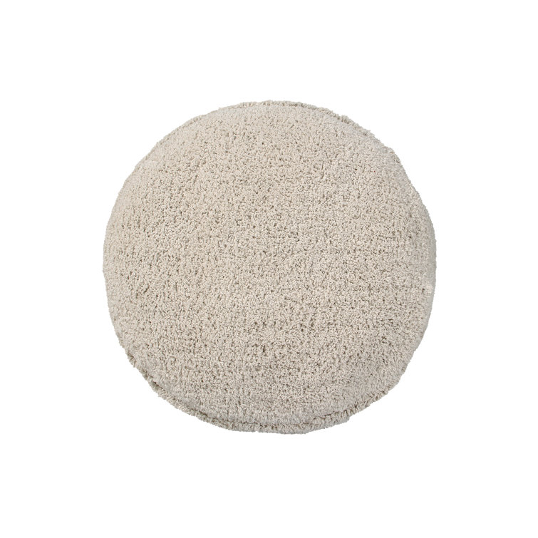 Natural Round Braided Pouf with Removable Washable Cover