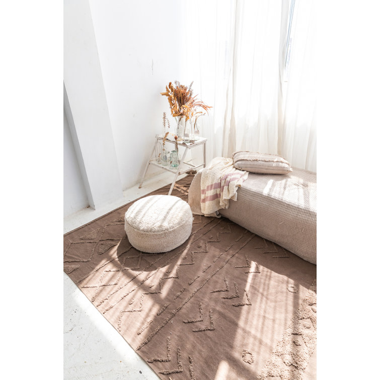 Natural Round Braided Pouf with Removable Washable Cover
