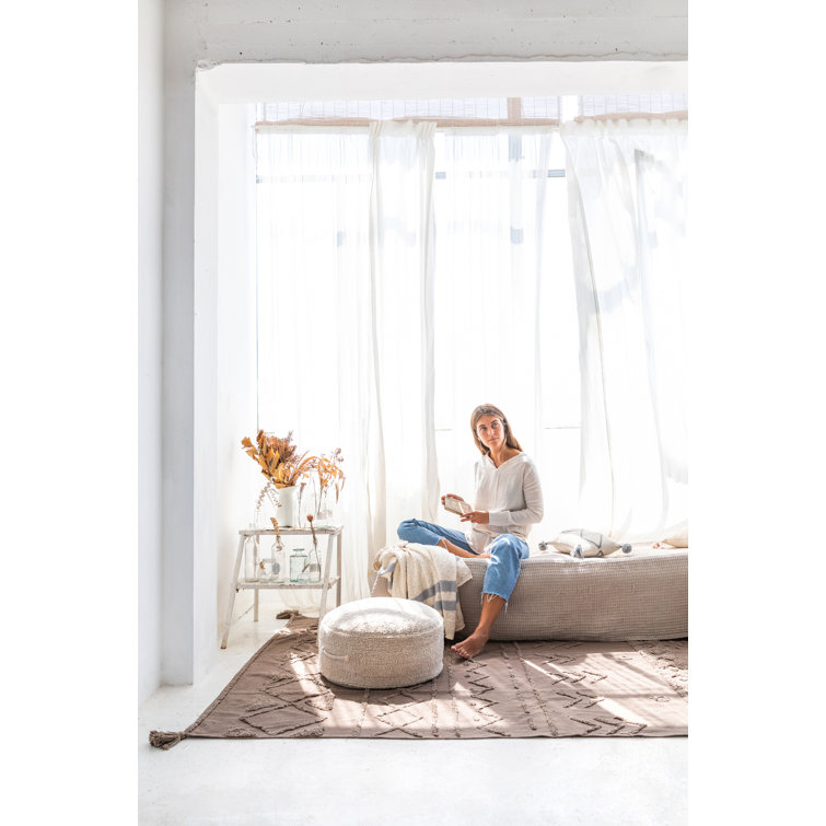 Natural Round Braided Pouf with Removable Washable Cover