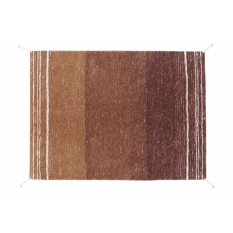 Handmade Reversible Cotton Toffee Stripe Rectangular Rug