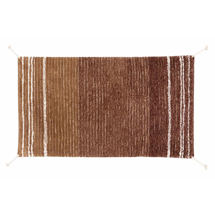 Reversible Toffee and Natural Cotton Striped Rug