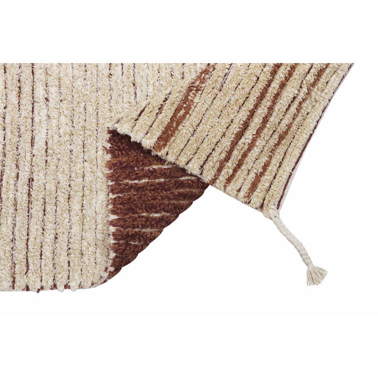 Reversible Toffee and Natural Cotton Striped Rug