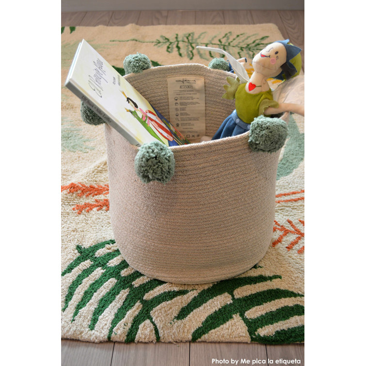 Cream Rectangular Botanic Plants Wool Cotton Area Rug