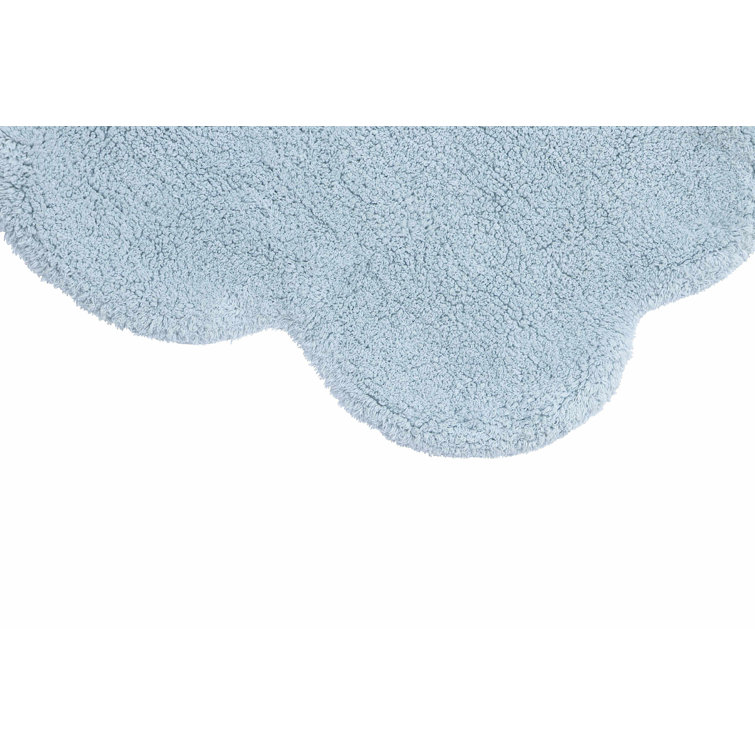 Light Blue Cloud Shaped Washable Synthetic Rug