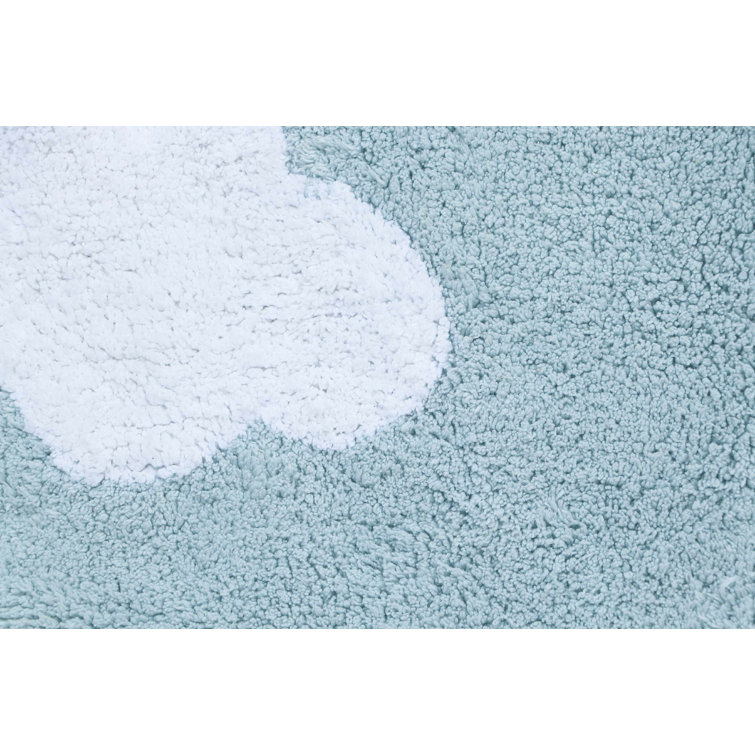 Light Blue Cloud Shaped Washable Synthetic Rug