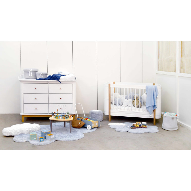 Light Blue Cloud Shaped Washable Synthetic Rug