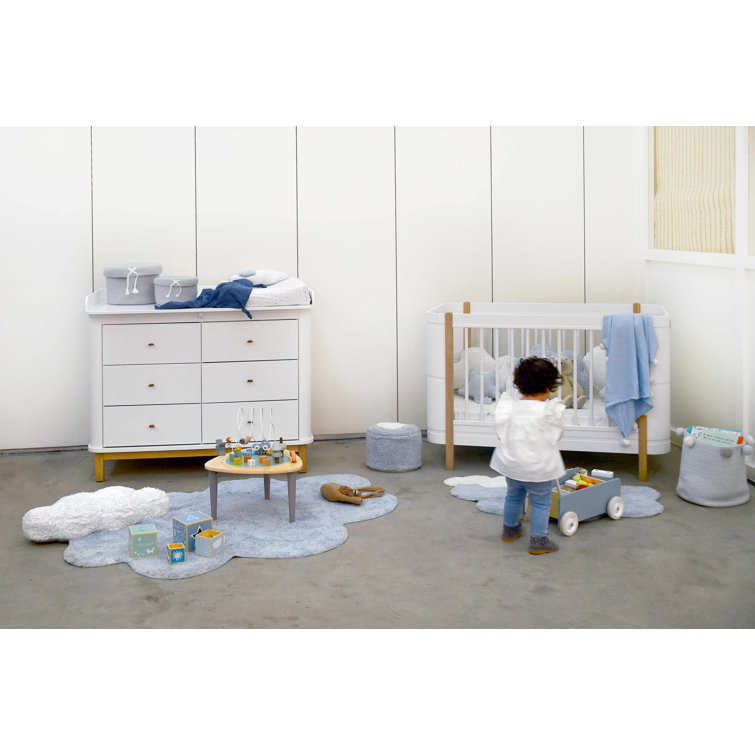 Light Blue Cloud Shaped Washable Synthetic Rug