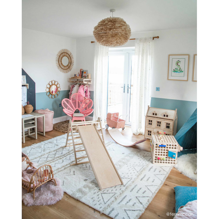Cream Wool Rectangular Aztec Print Area Rug