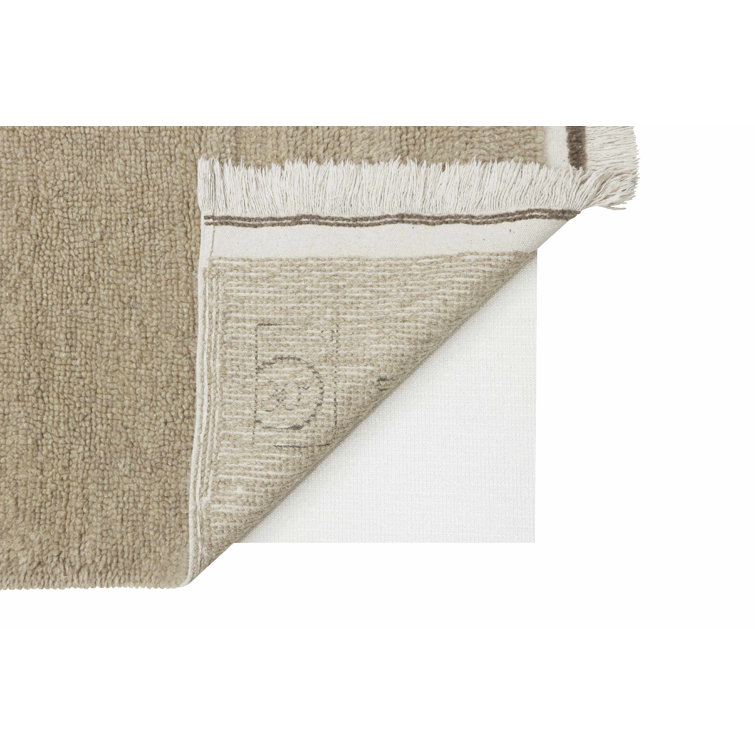 Scandinavian Sheep Beige Tufted Wool Runner Rug with Fringe