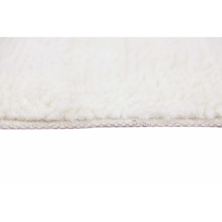 Steppe Contemporary Sheep White Wool 5'7" x 7'10" Hand-Tufted Rug