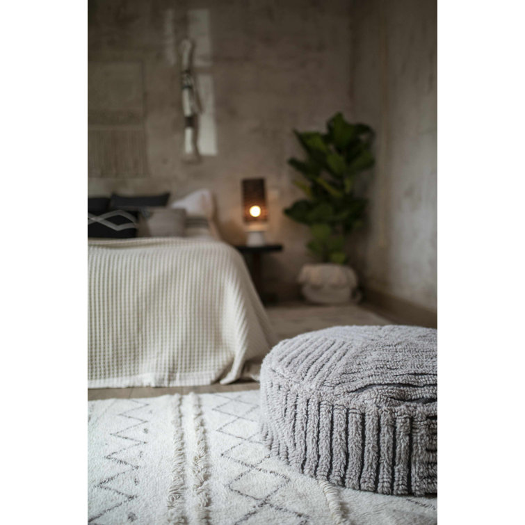 Cream Wool Rectangular Aztec Print Area Rug