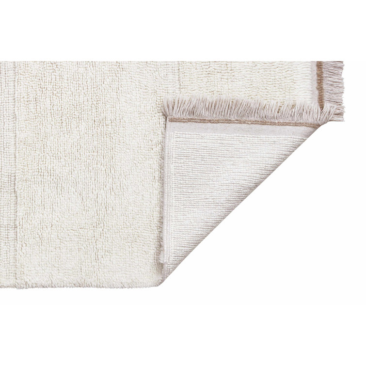 Steppe Contemporary Sheep White Wool 5'7" x 7'10" Hand-Tufted Rug