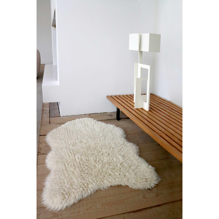 Eco Chic Sheep White Handwoven Woolly Rug 2'5" x 3'7"
