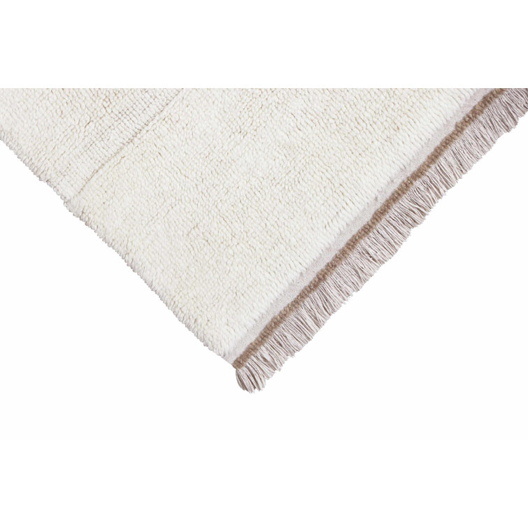 Steppe Contemporary Sheep White Wool 5'7" x 7'10" Hand-Tufted Rug