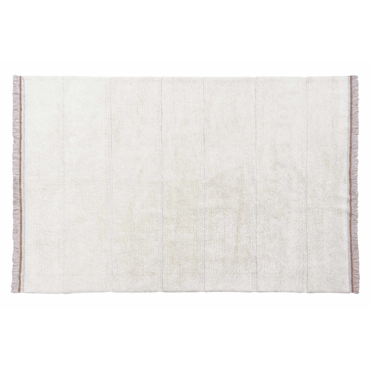 Steppe Contemporary Sheep White Wool 5'7" x 7'10" Hand-Tufted Rug