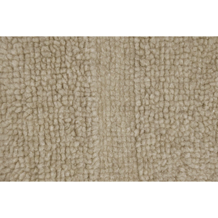 Scandinavian Sheep Beige Tufted Wool Runner Rug with Fringe