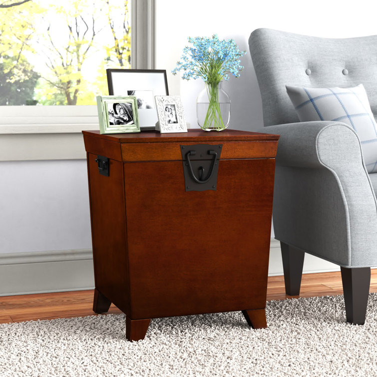Mission Oak Rectangular Wooden End Table with Storage