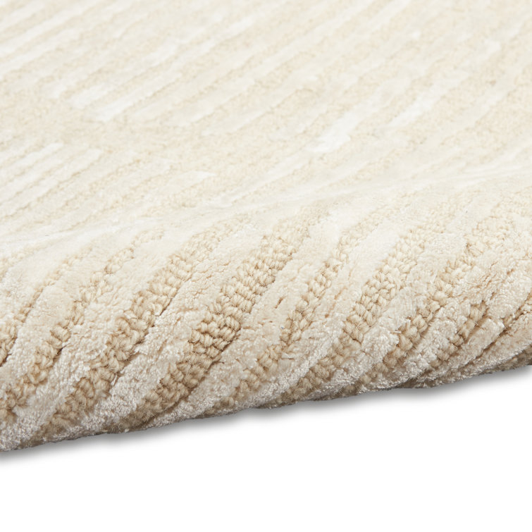 Ivory Abstract Handmade Wool 4' x 6' Area Rug
