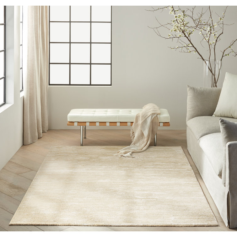 Ivory Abstract Handmade Wool 4' x 6' Area Rug