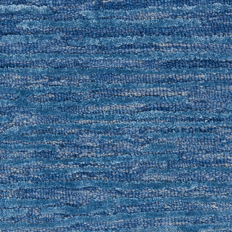 Handmade Blue Abstract Wool and Synthetic 4' x 6' Rug