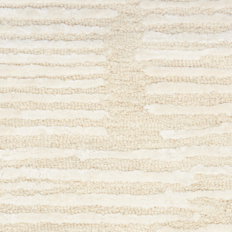 Ivory Abstract Handmade Wool 4' x 6' Area Rug