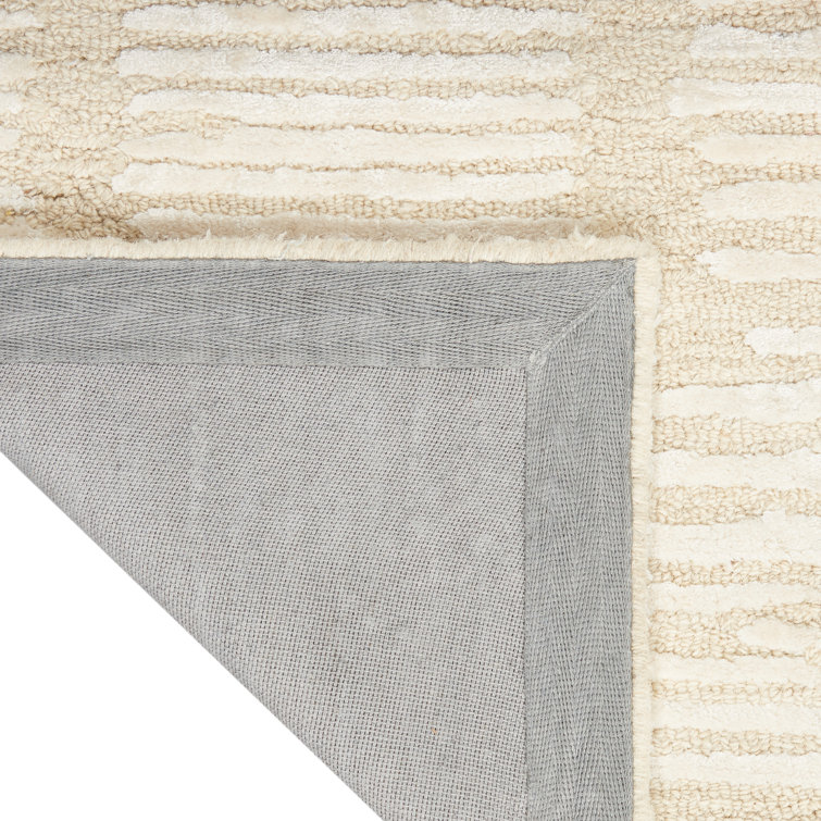 Ivory Abstract Handmade Wool 4' x 6' Area Rug