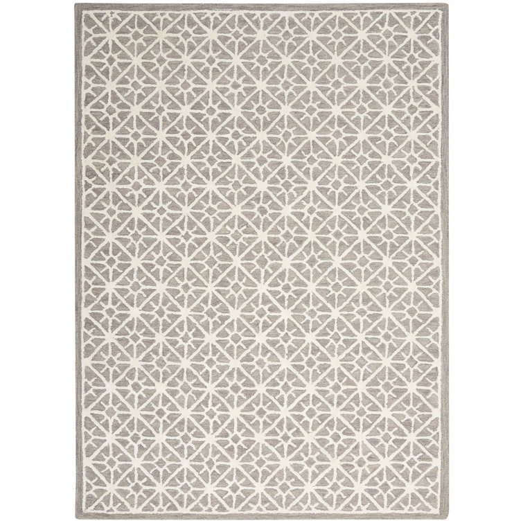 Gray Geometric Handmade Wool Tufted 5' x 7' Area Rug