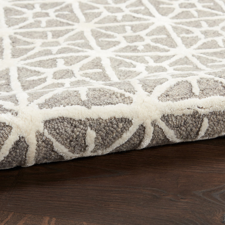 Gray Geometric Handmade Wool Tufted 5' x 7' Area Rug
