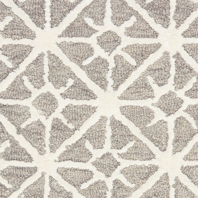 Gray Geometric Handmade Wool Tufted 5' x 7' Area Rug