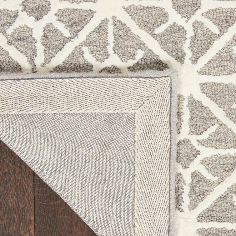 Gray Geometric Handmade Wool Tufted 5' x 7' Area Rug
