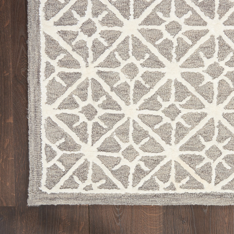 Gray Geometric Handmade Wool Tufted 5' x 7' Area Rug