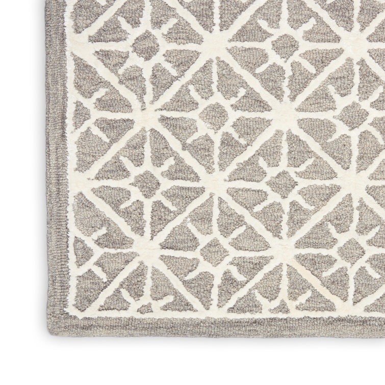 Gray Geometric Handmade Wool Tufted 5' x 7' Area Rug