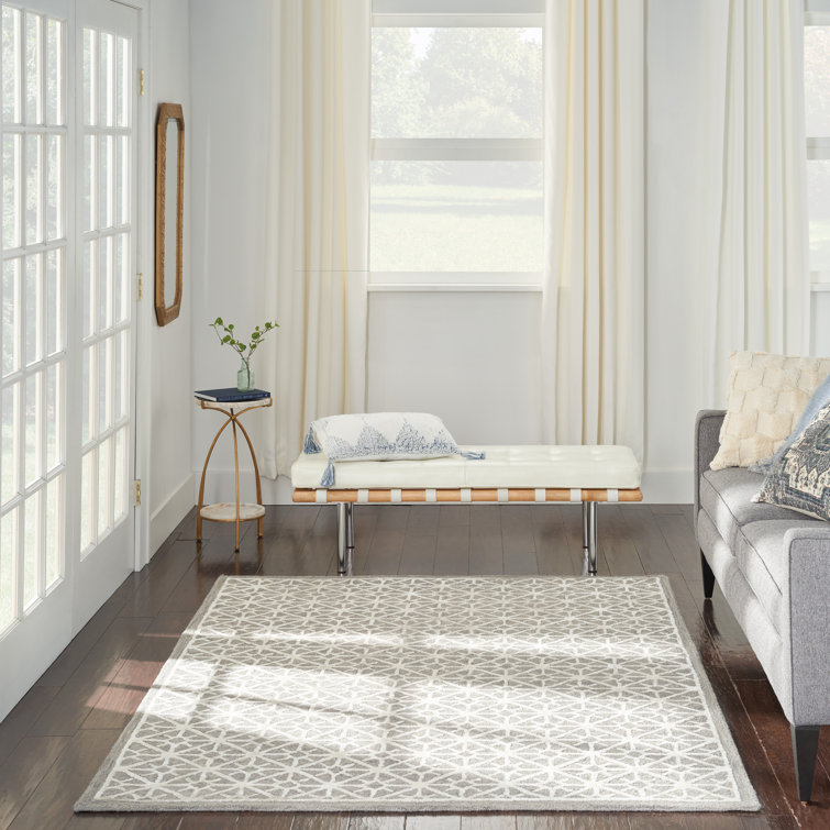 Gray Geometric Handmade Wool Tufted 5' x 7' Area Rug