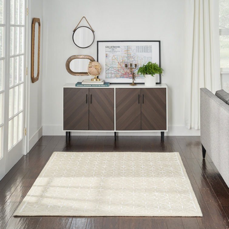 Ivory Hand-Tufted Wool Rectangular 3'9" x 5'9" Rug