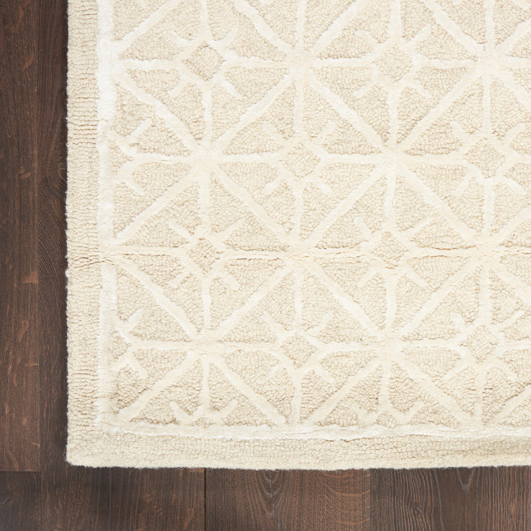 Ivory Hand-Tufted Wool Rectangular 3'9" x 5'9" Rug