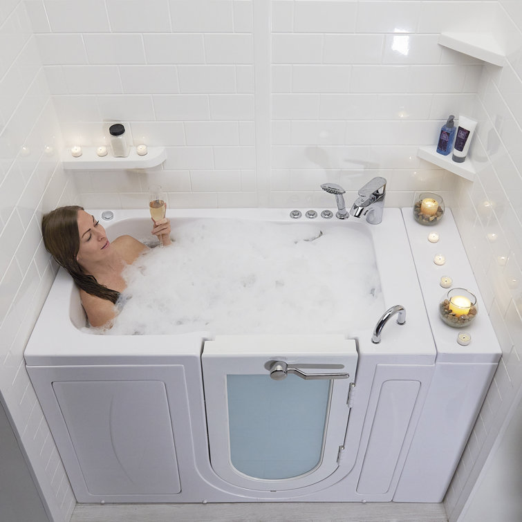 52'' x 32'' White Acrylic Walk-In Bathtub with Hydro Massage