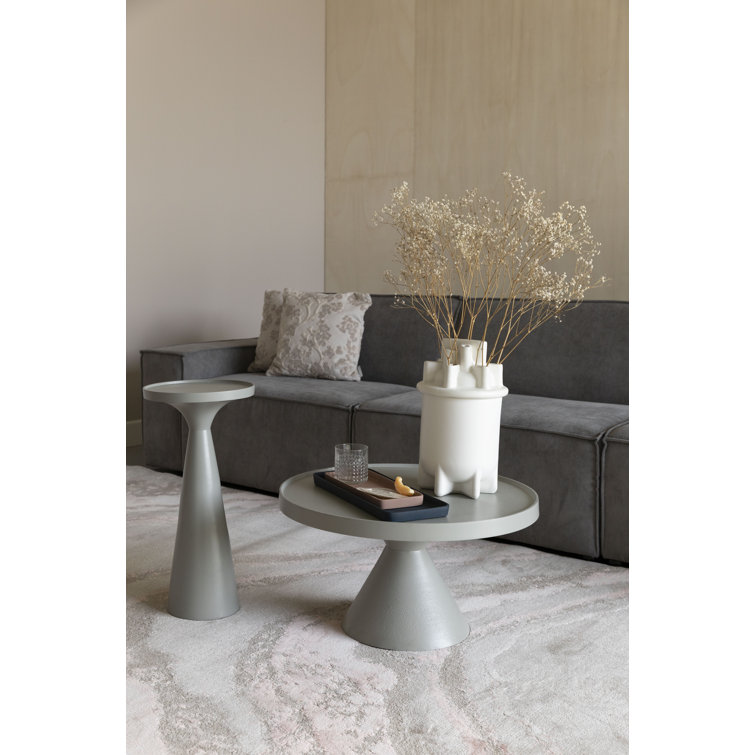 Gray Cast Aluminum Rectangular Tray Top End Table
