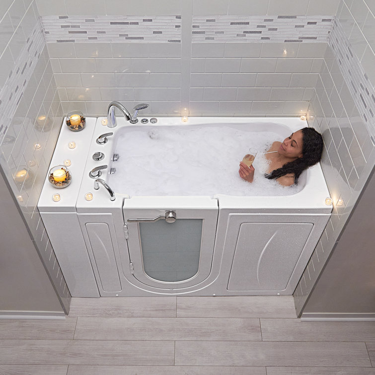 Monaco 32"x52" Gloss White Acrylic Walk-In Whirlpool Bathtub