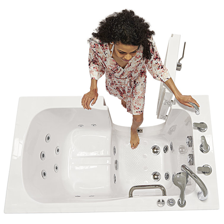 Monaco 32"x52" Gloss White Acrylic Walk-In Whirlpool Bathtub