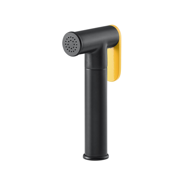 Avallon Pro Matte Black and Yellow Brass Kitchen Faucet with Side Sprayer