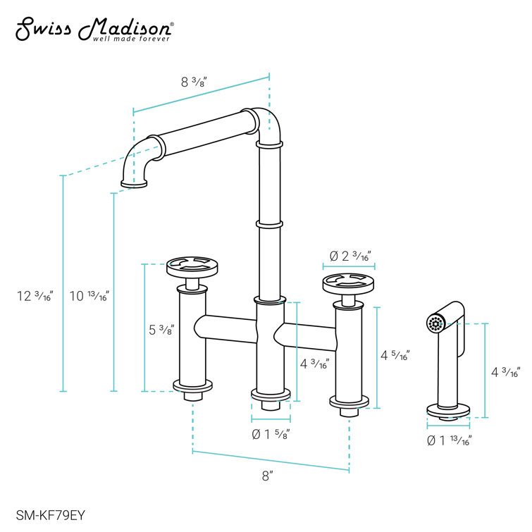 Avallon Pro Matte Black and Yellow Brass Kitchen Faucet with Side Sprayer