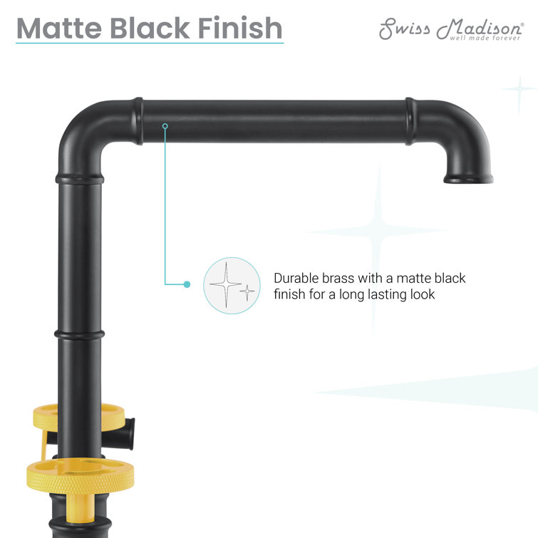 Avallon Pro Matte Black and Yellow Brass Kitchen Faucet with Side Sprayer