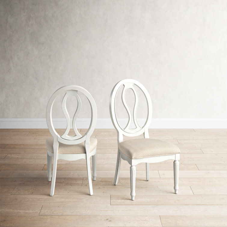 White Cotton Upholstered Traditional Wood Side Chair Set