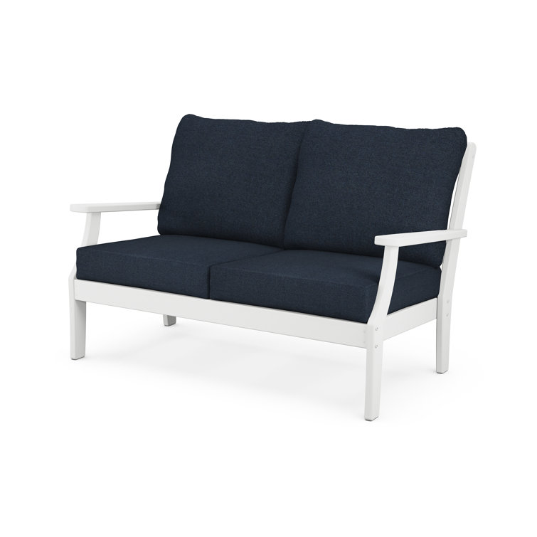 Braxton All-Weather White and Marine Indigo Patio Loveseat