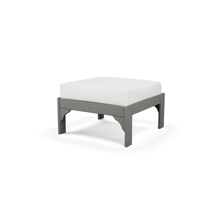 Vineyard Slate Grey and Natural Linen Deep Seating Ottoman