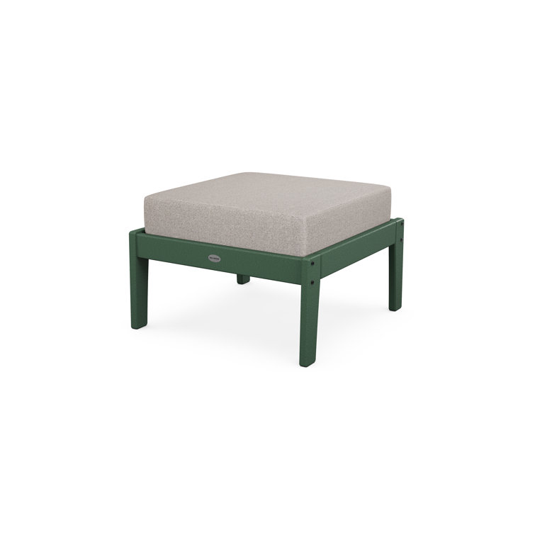 Green Frame Weathered Tweed Cushion Deep Seating Ottoman