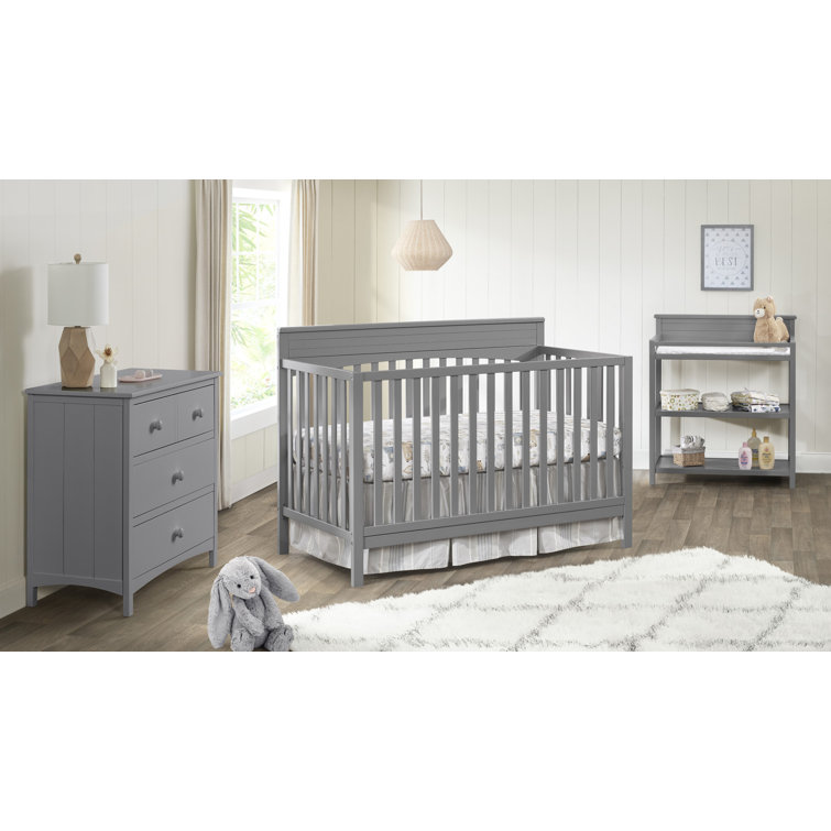 Dove Gray Universal Baby Changing Station with Pad and Safety Strap