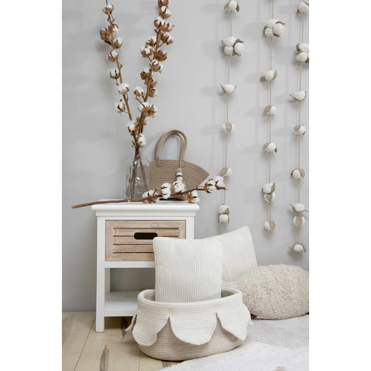 Ivory and Natural Cotton Cord Petal Basket