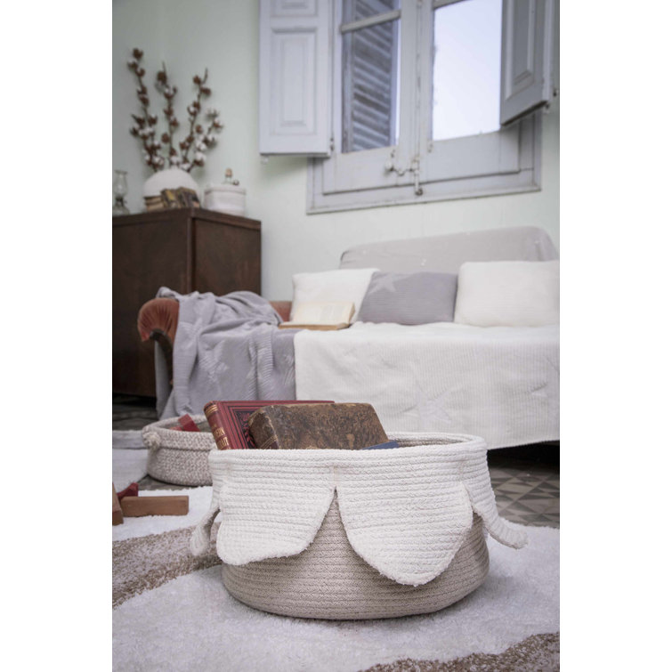 Ivory and Natural Cotton Cord Petal Basket